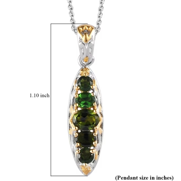 Tanzanian Chrome Tourmaline Elongated Pendant & Necklace. - Picture 8 of 8